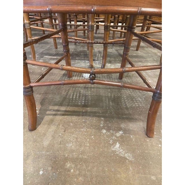 Set of 8 English Walnut Bamboo Form and Cane Dining Chairs For Sale - Image 4 of 6