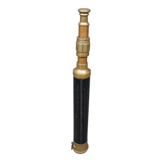 Early 20th Century Thos J. Evans English Leather & Brass Nautical Telescope Spyglass London For Sale