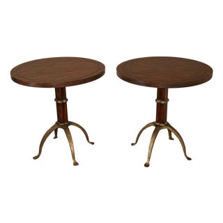 Theodore Alexander Pair Of Round L'Usine Bistro Accent Tables For Sale