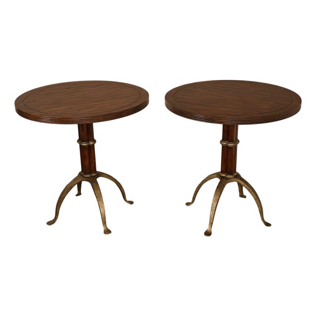 Theodore Alexander Pair Of Round L'Usine Bistro Accent Tables For Sale