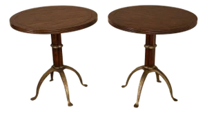 Theodore Alexander Pair Of Round L'Usine Bistro Accent Tables