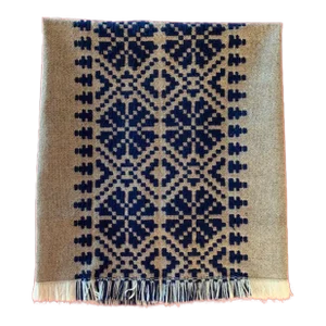 1960s Blue Geometric Tablecloth Retro