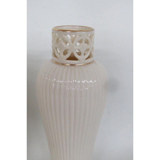 Art Deco Lenox China Gatsby Bud Vase Pair of 2 Ivory Porcelain With 24k Gold Detail 4931b For Sale - Image 3 of 14