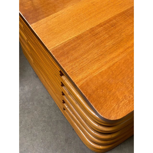 Wood 1940s Restored Tall Stacked Rattan Coffee Table With Mahogany Top For Sale - Image 7 of 10