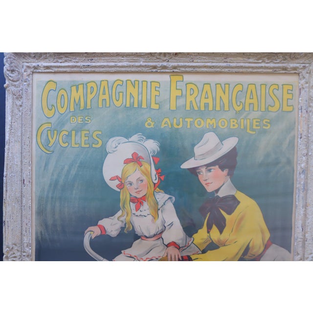 Art Deco 1910s Antique Fernand Fernel - 'Compagnie Francaise Des Cycles & Automobiles' Framed France For Sale - Image 3 of 12