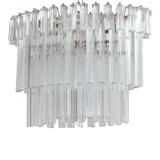 1960s Venini Style Murano Glass "Wedding Cake" Chandelier, Italy For Sale