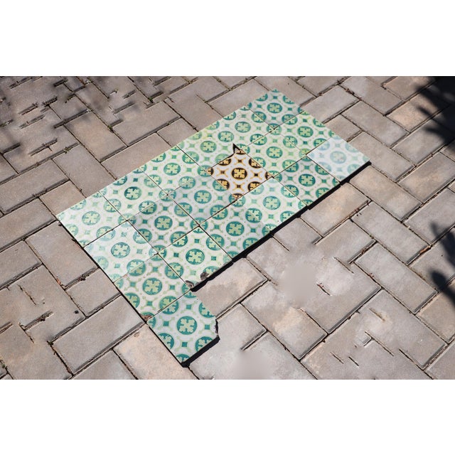 Baroque Late 19th Century Dark and Light Green Set of Nineteen Tiles, Portuguese For Sale - Image 3 of 16