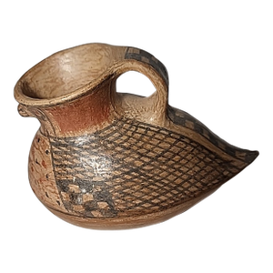 Vintage Chilian Pottery Bird Effigy Vessel Handle Folk Art Pottery Primitive
