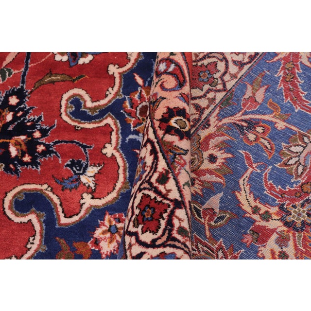 Textile Shabby Chic Persian Isfhan Red/Blue Wool Rug - 14'6'' X 23'8'' For Sale - Image 7 of 10