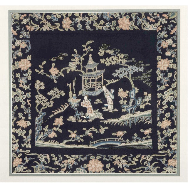 A spectacular antique Chinese embroidery panel dated from Qing dynasty (circa 19th century), professionally framed with...