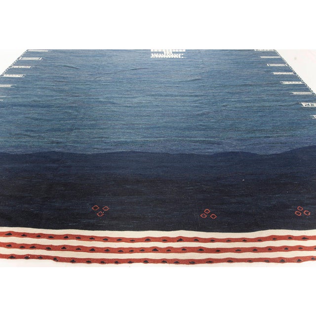 Textile Contemporary Blue Kilim Rug by Doris Leslie Blau For Sale - Image 7 of 8