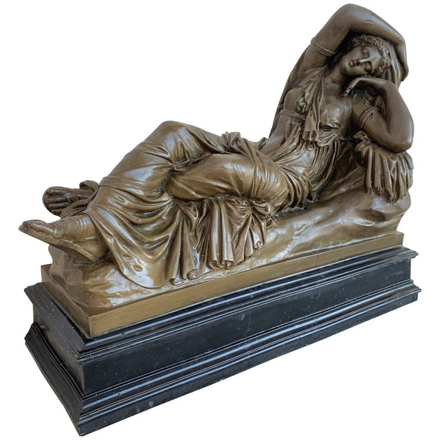 Italian Bronze Tuscany Neoclassical Style Sculpture Featuring a Relaxed Woman For Sale - Image 12 of 12