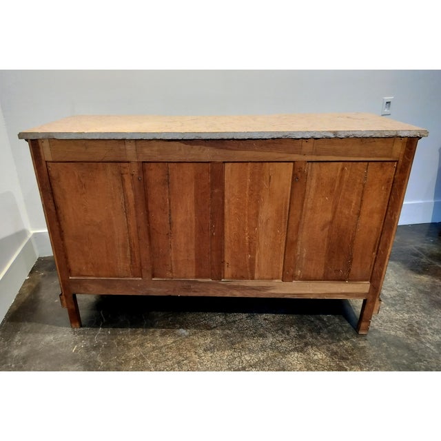Belgian Louis XVI Style Marble Top Marquetry Sideboard With Decorative Brass For Sale - Image 10 of 11