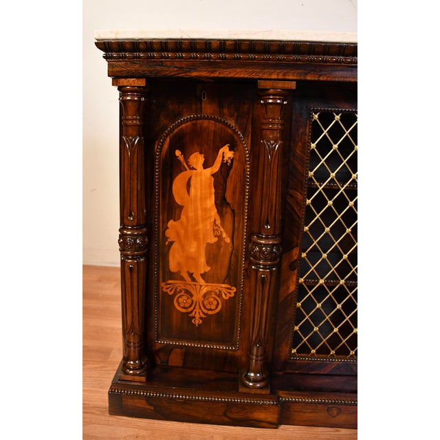 1900 - 1909 19th Century Antique English Regency Rosewood & Marble Top Credenza / Sideboard For Sale - Image 5 of 18