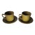 1980s Golden Seville Stoneware Coffee Mugs Saucers For Sale
