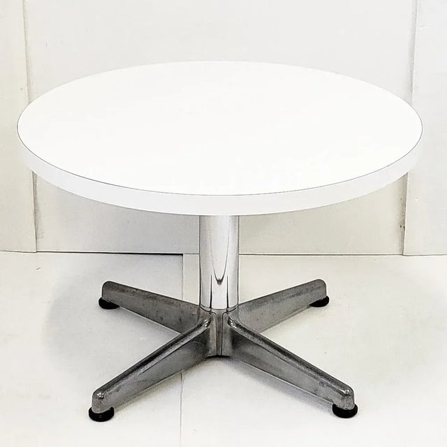Silver Vintage Side Table in White Formica, Aluminium & Chome-Plated Steel, 1960s For Sale - Image 8 of 9