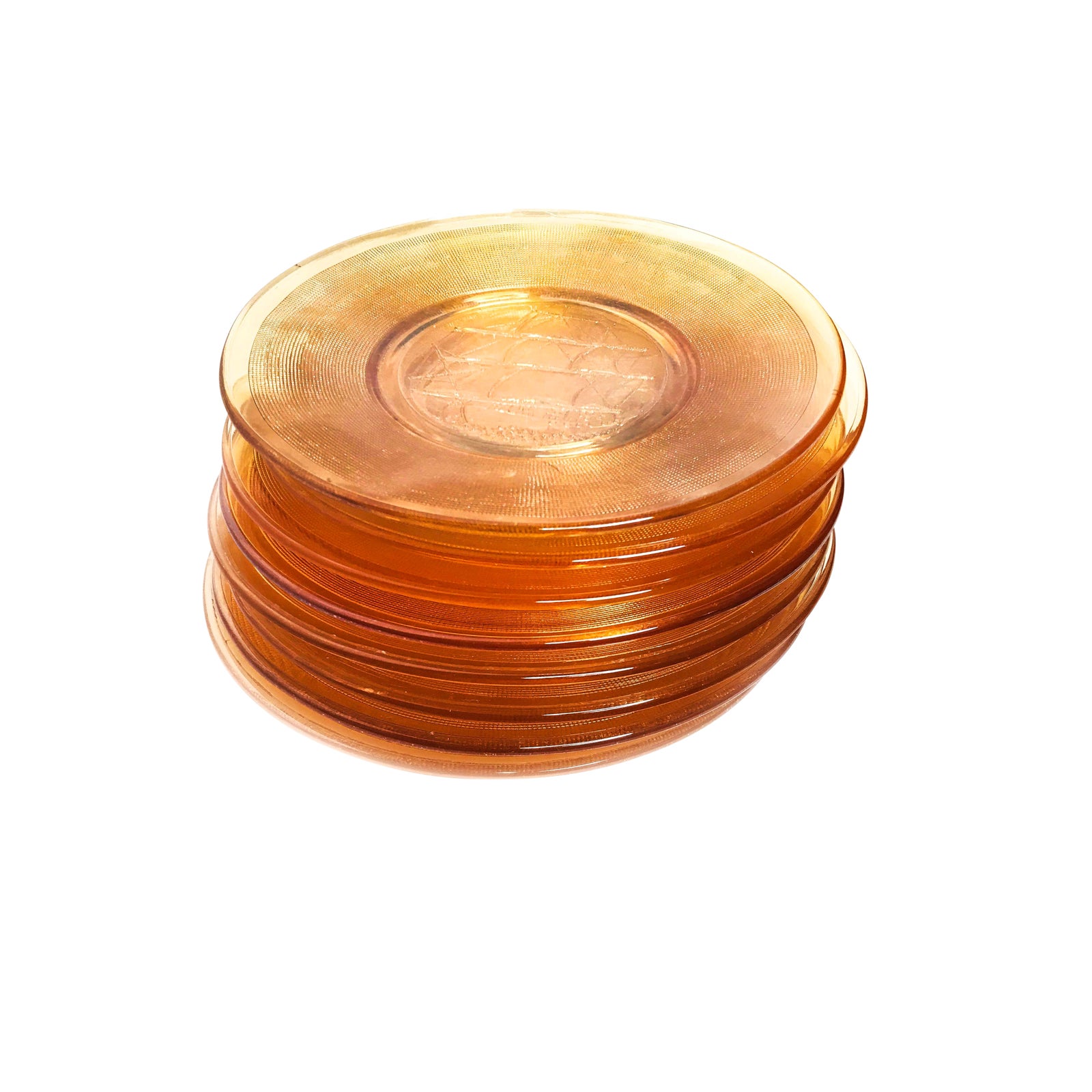 Vintage 1930's Belmont Pale Orange Depression Glass Plates Set of 8