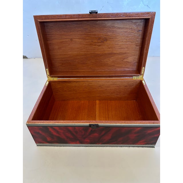 One of a Kind Artist Painted Decorative Red Faux Tortoise Box For Sale - Image 12 of 15
