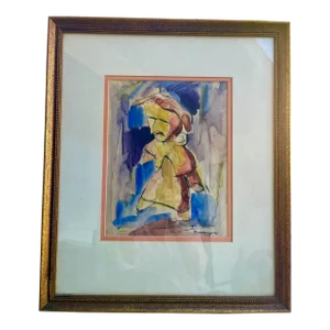 1940s Sam Provenzano Water Color Painting, Framed