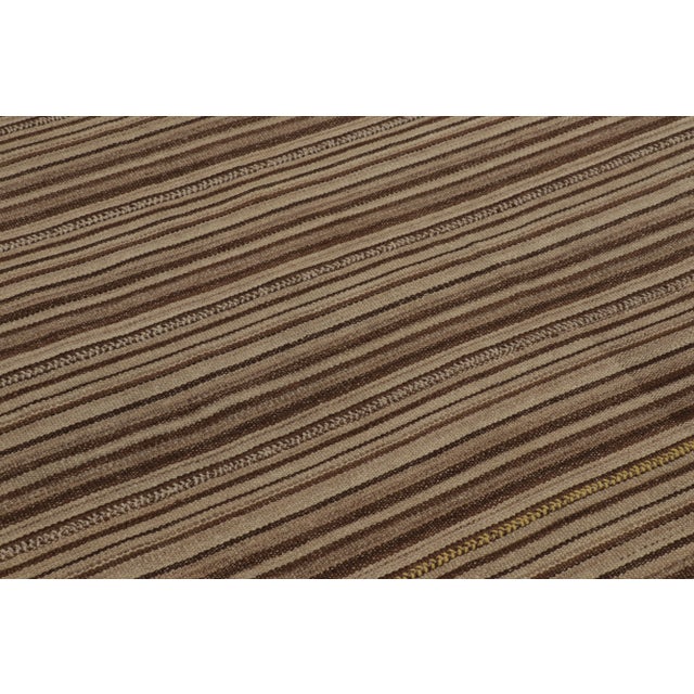 1950s Vintage Bidjar Persian Kilim, Tribal Rug in Brown Stripes For Sale - Image 5 of 8