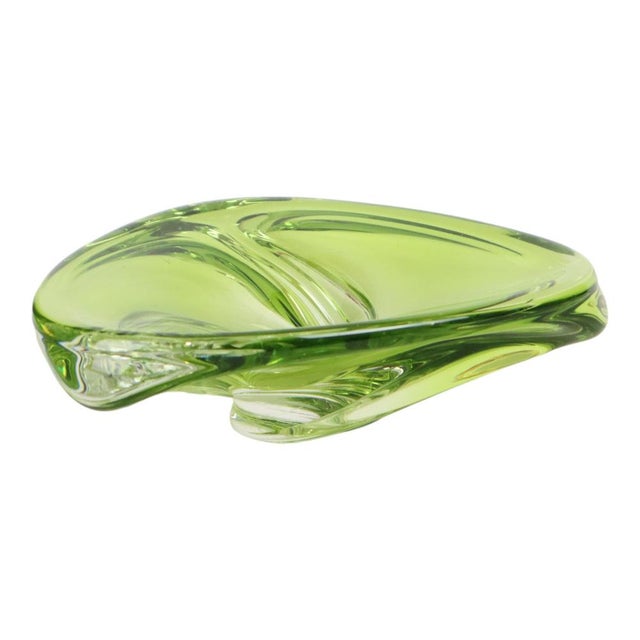 Vintage Green Crystal Bowl from Val Saint Lambert, 1960s For Sale - Image 3 of 13