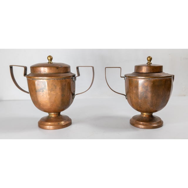 Art Deco 20th Century Arts and Crafts Deco Style Copper Sugar and Creamer by Joseph Heinrichs For Sale - Image 3 of 13