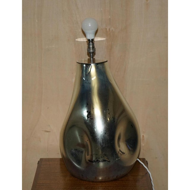 Large Vintage Sculptural Table Lamp in Foxed Mirrored Glass For Sale - Image 18 of 18