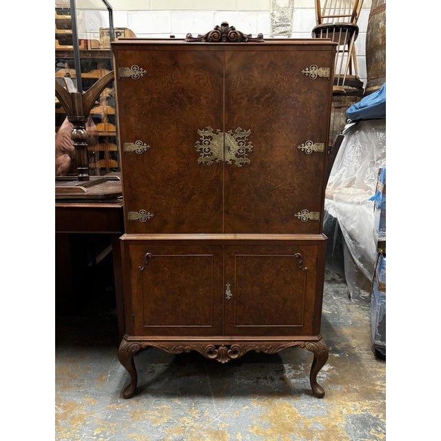 Glass Cocktail Cabinet in Burr Walnut For Sale - Image 7 of 18