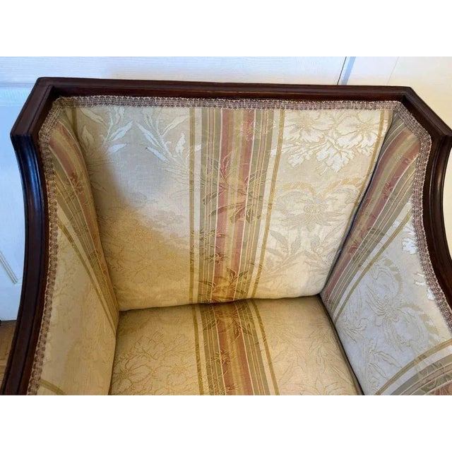 Antique English Regency Style Mahogany Upholstered Armchair For Sale - Image 9 of 13