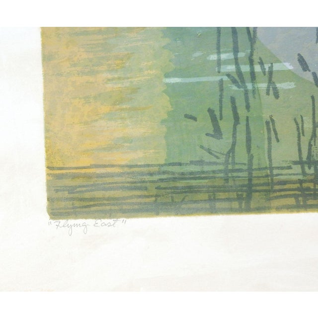 Mid 20th century large serigraph on paper of abstract birds by Guy Crittington Maccoy (1904-1981) American. Signed, titled...