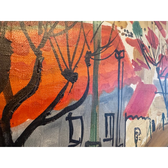 French 1961 Signed French Modernist Village Landscape Painting by Norbert Pleief For Sale - Image 3 of 4