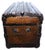 Antique Alligator Skin Design Metal, & Oak Slats Camelback Domed, Wheeled Steamer Trunk For Sale In Portland, ME - Image 6 of 11