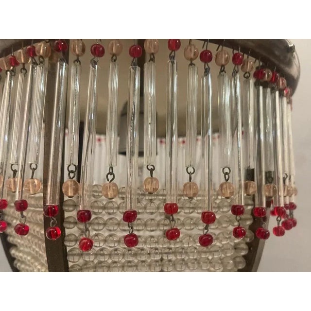 1950s Vintage Crystal Beaded Light Pendant, 1950s For Sale - Image 5 of 12