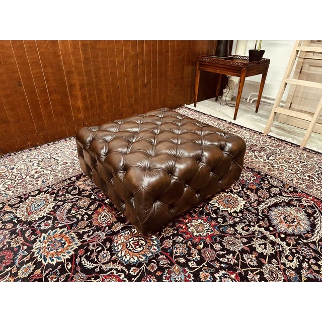 Maroon Large Red Chesterfield Hocker Ottoman For Sale - Image 8 of 8