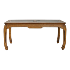 Asian Inspired Console Table, Beveled Glass Inset Tops, Late 20th Century