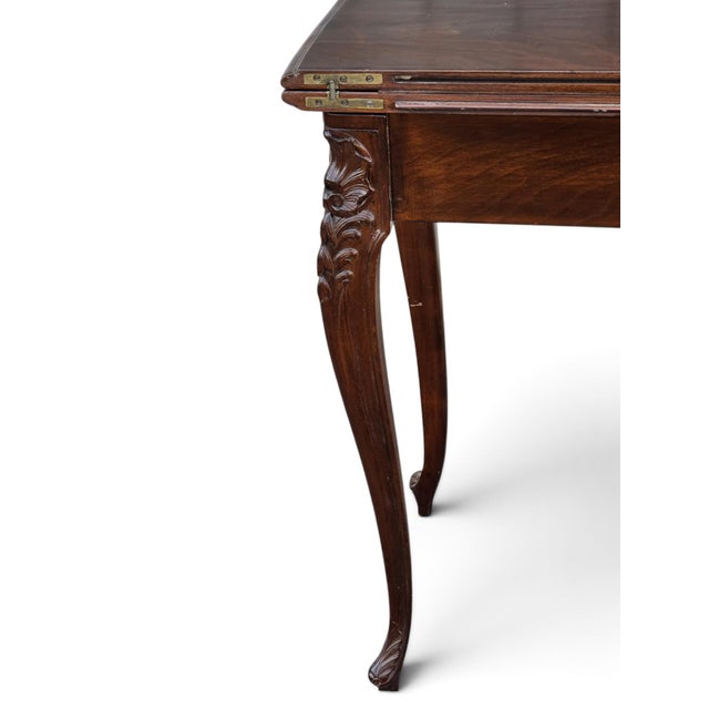 19th Century French Gabriel Legs Rosewood Inside Black Leather Game Table/Console Table. For Sale - Image 17 of 17