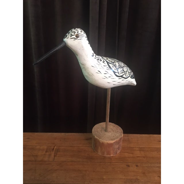 Wood Vintage Small Long-Billed Shore Bird For Sale - Image 7 of 7