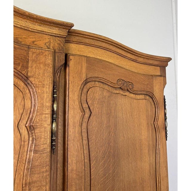 Brown Vintage French Louis XVI Style Carved Oak 4-Door Wardrobe For Sale - Image 8 of 18