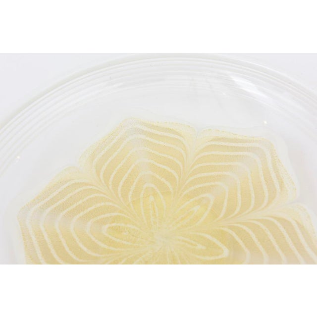 1980s Vintage Murano Glass Bowl With Flower Design and Gold Aventurine, 1980's, Italy For Sale - Image 5 of 10