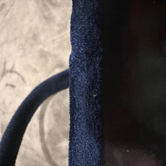 Contemporary An Amazing 1980s Blue Velvet and Brass Italian Shoulder Bag For Sale - Image 3 of 13