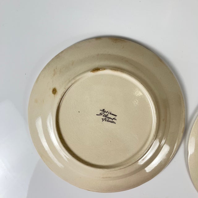 Barbotine Fruit Plates from St Clement, 1950s, Set of 2 For Sale - Image 6 of 7