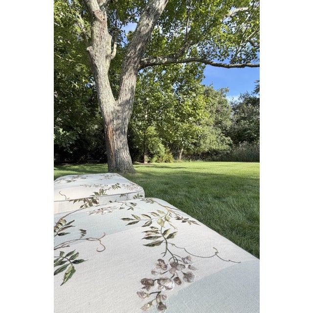 Mark Hampton for Hickory Chair Woven Lounge Chairs & Ottomans in Colefax & Fowler—Set of 2 For Sale - Image 11 of 18
