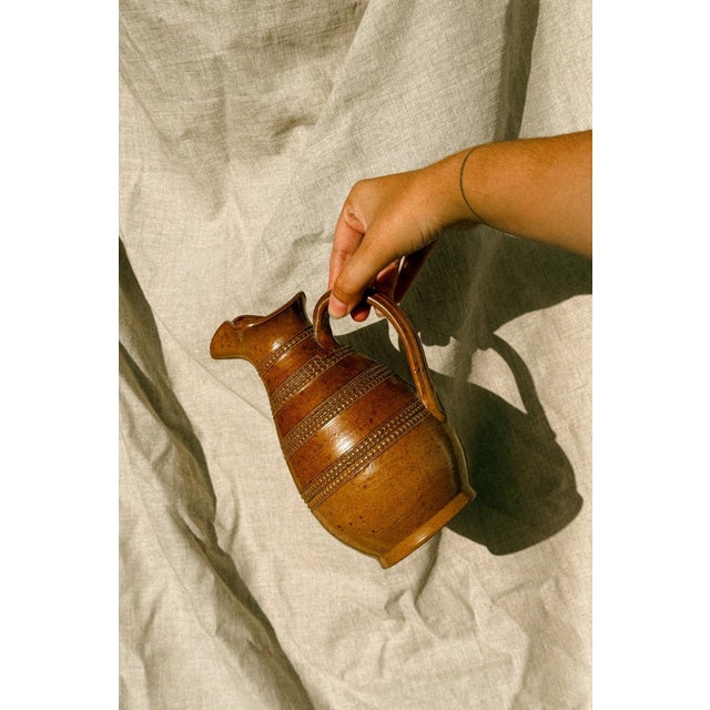 Mid-Century French Handmade Earth-Toned Stoneware Water Pitcher, 1960s For Sale - Image 4 of 4