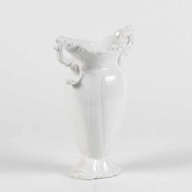 White Ceramic Vase with 2 Handles by Torino For Sale - Image 4 of 9