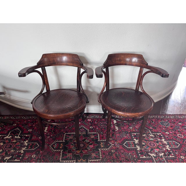 Mundus and Jacob & Josef Kohn Ltd Bentwood Armchairs Set of 4 2 of the chairs has the paper mark at the bottom. Total...