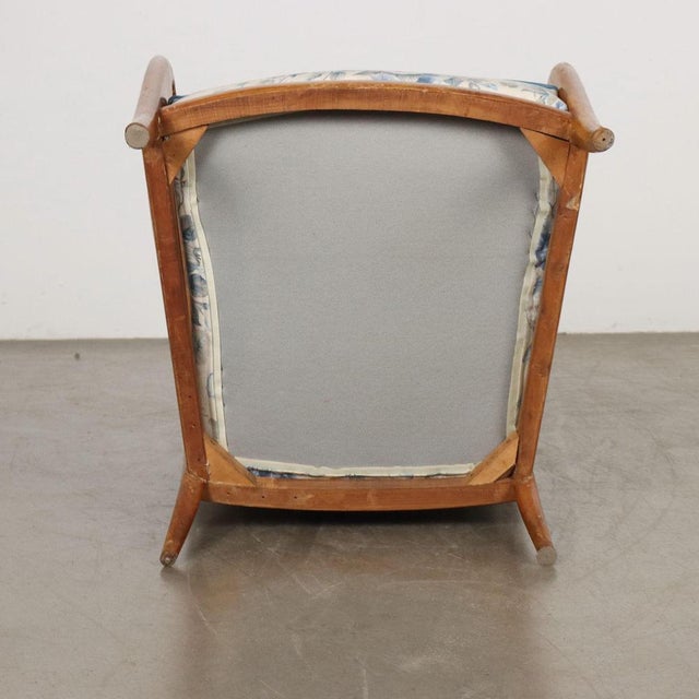 Blue Vintage Armchair in Beech and Fabric, Italy, 1950s For Sale - Image 8 of 10