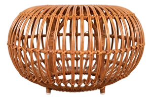 Franco Albini Mid-Century Organic Modern Italian Rattan Pouf Ottoman