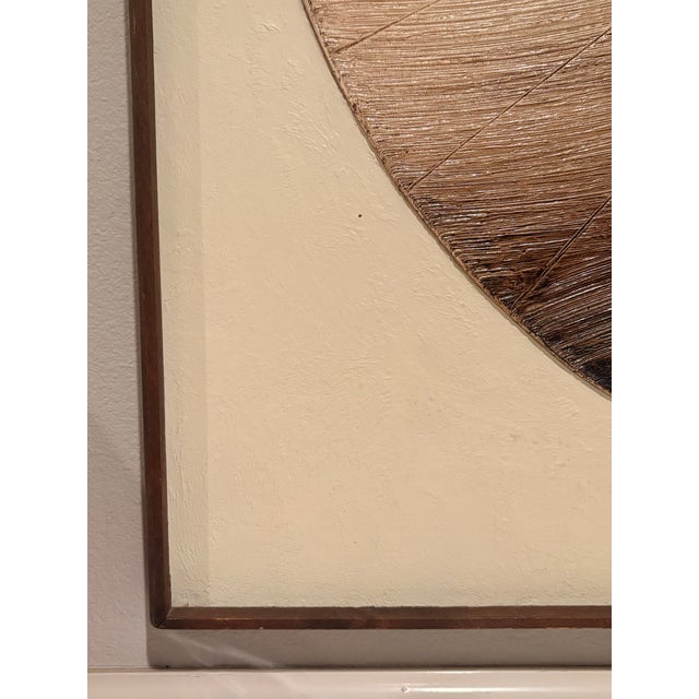 Brown 1970s Mid-Century Modern Oil Painting by Seattle Artist "Russell" Large Painting For Sale - Image 8 of 16