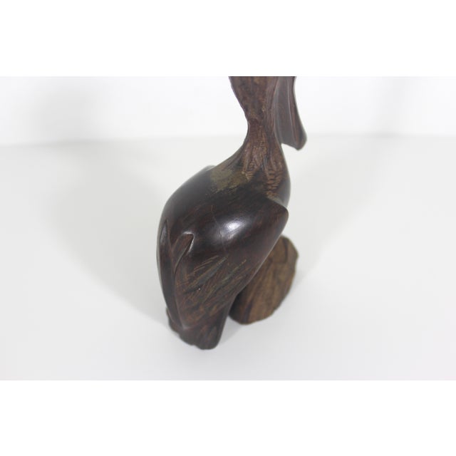 Vintage Wood Pelican Carved Exotic Ironwood Animal Figurine For Sale - Image 6 of 10