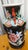 For your consideration Chinese Famille Noire porcelain baluster vase on wood Stand. On stand dimensions are 9"x9" x16"